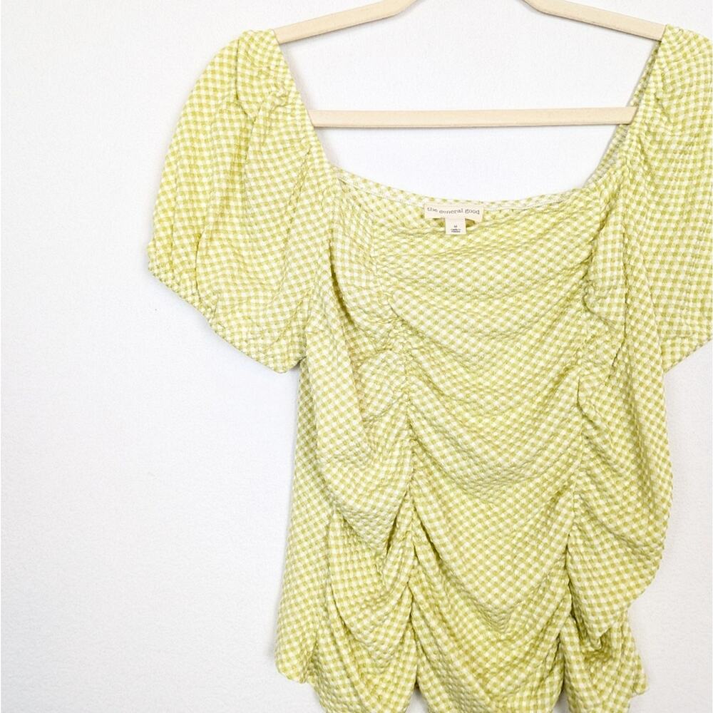 The General Good Blouse M Green Gingham Square Neck Puff Sleeve Cottagecore - Picture 4 of 8